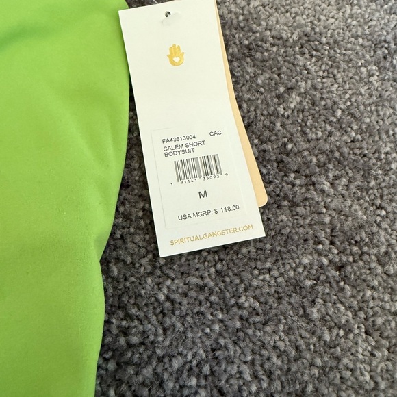 NWT Spiritual Gangster Green Salem Short Bodysuit Yoga Women Size Medium - Picture 5 of 7